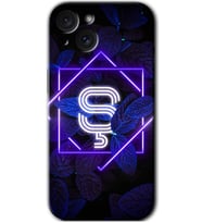 İphone 15 Kılıf HD Desen Baskılı Kılıf - Dark Neon Yaprak Ş Harfi