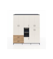 Kronos Dolap 12 Raflı 2 Çekmeceli Tek Askılı 220x59x243 Antrasit-Aytaşı/Çam