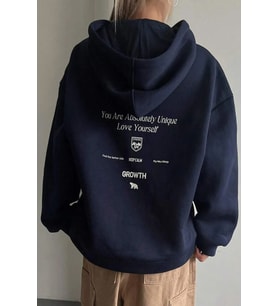 Calm Baskılı Oversize Sweatshirt (Lacivert)