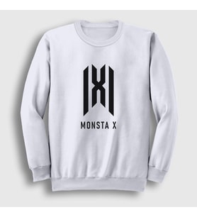Presmono Unisex Beyaz Logo K-Pop Monsta X Sweatshirt 274649tt (Beyaz)