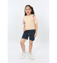 Toontoy Kız Çocuk Street Baskılı Tişört (Bej)