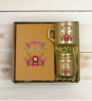 BK Gift Kişiye Özel İsimli DTF Anne Temalı Gold Defter & Kahve Fincanı & Mum Hediye Seti-6, Anneye Hediye, Anneler Günü Hediyesi