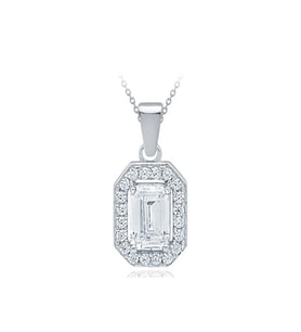 Diamond Line-Gülaylar Beyaz Altın 8 Ayar Baget Taşlı Kolye