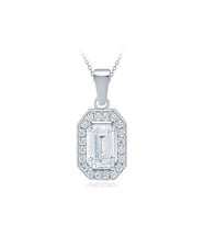 Diamond Line-Gülaylar Beyaz Altın 8 Ayar Baget Taşlı Kolye