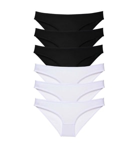 Giyim 6 Adet Eko Set Likralı Kadın Slip Külot Siyah Beyaz