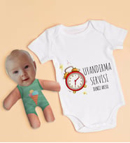 BK Kids Kişiye Özel Fotoğraflı Bebek Yastık ve Bebek Body Zıbın Hediye Seti - Model 53