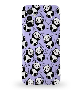 Samsung Galaxy A04s Uyumlu Lansman Kılıf Panda Tasarımlı İçi Kadife Kapak-Lila (Şeffaf)