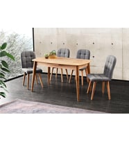 ESSEN MASA VE ETRO SANDALYE TAKIMI, CEVİZ, 130x80