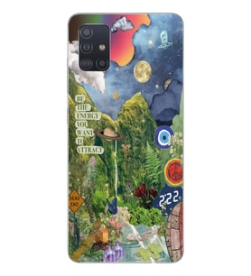 Samsung Galaxy A51 Uyumlu Doğa Kolaj Aesthetic Tasarımlı Şeffaf Telefon Kılıfı