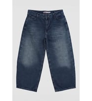 Kadın %100 Pamuk Barrel Fit Mavi Jean Pantolon