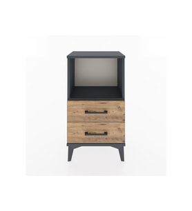Arges Komodin Tek Raflı 2 Çekmeceli 44x30x80 Antrasit-Çam
