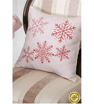 Kartanesi Baskılı Kumaş Beje Kırmızı Kırlent Kılıfı 45x45 Cm Ikili -1437