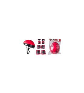 Paten Koruyucu Set Dizlik Dirseklik Kasklı Set Bisiklet Koruyucu Set Scooter Koruyucu Set (Kırmızı)