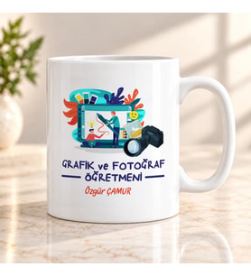 Grafik ve Fotoğraf Öğretmenine İsme Özel Kupa Bardak