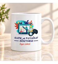 Grafik ve Fotoğraf Öğretmenine İsme Özel Kupa Bardak