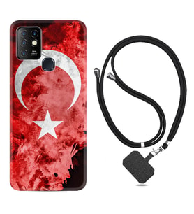 INFINIX Hot 8 9 10 11S Hot 10 Play 10T Kılıf Boyun Askılı Silikon Şanlı Türk Bayrağı 3 1395