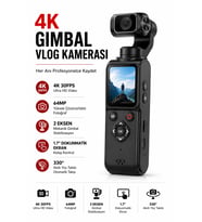 4K Vlog Kamerası 64MP 2 Eksen Mekanik Gimbal 330° Akıllı Yüz Takibi 1.7'' HD Dokunmatik Ekran WiFi Webcam Type-C