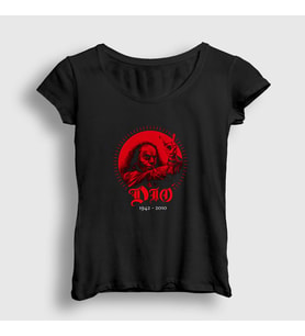 Presmono Kadın Siyah Horns Ronnie James Dio T-Shirt 143107tt