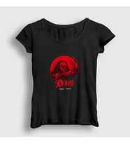 Presmono Kadın Siyah Horns Ronnie James Dio T-Shirt 143107tt