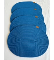Jüt Amerikan Servis Sofra Altlığı, Masa Dekoru Supla Oval 30x40 4lü (Mavi)