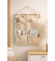 Çok Amaçlı 5 Cepli Havlu Kumaş Duvar Organizatörü 35x45 cm