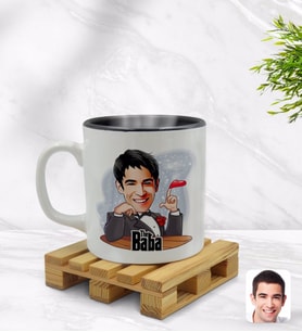 BK Gift Kişiye Özel Baba Godfather Karikatürlü İçi Siyah Renkli Kupa Bardak Model 6