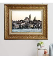 Gold Altın Kalın Çerçeveli Paspartulu Tablo vk678