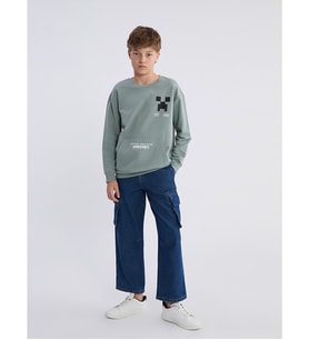LCW Kids İndigo Loose Fit Erkek Çocuk Kargo Jean Pantolon