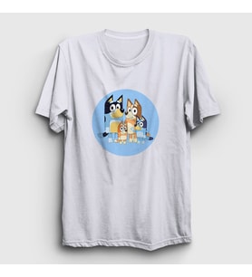Presmono Unisex Beyaz Bluey Ailesi Bandit Chili T-Shirt 450920tt