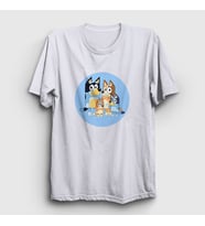 Presmono Unisex Beyaz Bluey Ailesi Bandit Chili T-Shirt 450920tt