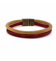 BORDO TABA ORJİNAL DERİ METAL MIKNATIS BİLEKLİK M016E