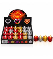 24 ADET PİLLİ KALPLİ - SİMLİ RENKLİ LED MUM ÇAP : 3.5CM YÜKSEKLİK : 4.2CM İ10-026 (5680)