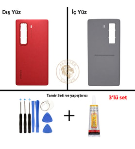 Infinix Hot 50 Pro Plus Kırmızı Uyumlu Arka Kapak + Yapıştırıcı ve Vida Seti Arka Cam Lazer Kesim