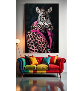 COOL ZEBRA V1 Ev Duvar Salon Güzellik Salonu Ofis Dükkan Dekarasyon Kanvas Tablo (Çok Renkli)