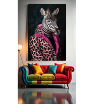 COOL ZEBRA V1 Ev Duvar Salon Güzellik Salonu Ofis Dükkan Dekarasyon Kanvas Tablo (Çok Renkli)
