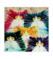 Şaşkın Kediler Sayılarla Boyama Seti 40x50 cm (Tuvale Gerili)