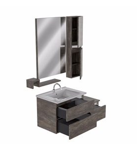 BELİNZA STEPS BANYO DOLABI TAKIMI VİZON 105 CM (Karışık)