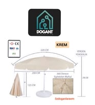 200 Cm Plaj  Balkon Şemsiyesi  Taşıma Çanta Hediyeli