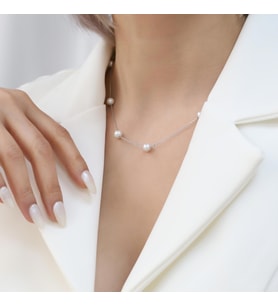 925 Ayar Gümüş White Tatlısu İncisi Kolye-6mm