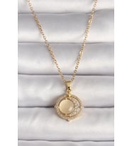 pilelistore 316L Çelik Gold Renk Zirkon Taşlı Sarı Sedefli Hilal Model Kadın Kolye - TJ-BKO9705