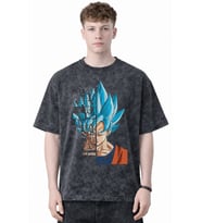 Son Goku Dragon Ball Naruto Anime Baskılı Unisex Oversize Eskitme Yıkamalı Tişört