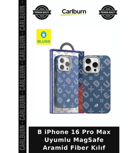 B iPhone 16 Pro Max Uyumlu MagSafe Aramid Fiber Kılıf Mavi Renk Spor Aktiviteleri Teknolojik Ürün