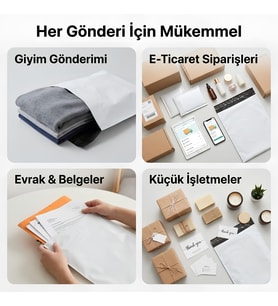 Beyaz Cepsiz Kargo Poşeti 35x45+5 cm 100 Adet 100 Mikron Orta Boy Kalın İç Göstermez