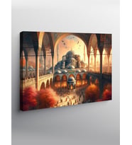 Kanvas Tablo Cami Manzarası Ve İbadet Eden İnsanlar