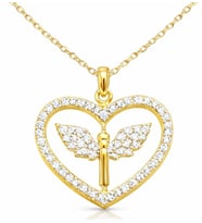 925 Ayar Gümüş Gold Sallantılı Kalp Kolye