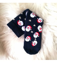 Lacivert Yılbaşı Temalı Noel Baba Desenli Çorap