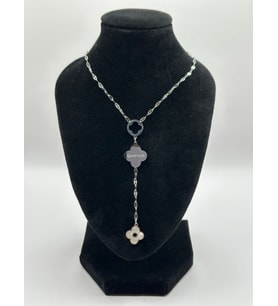 Arnes Jewelry Çelik Silver Yoncalı Kolye