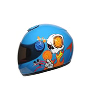 Motosiklet Çocuk Kaskı Full Face PP Metreal Skull Blue