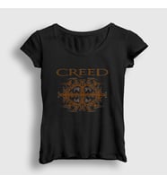 Presmono Kadın Siyah Band Müzik Creed T-Shirt 526492tt