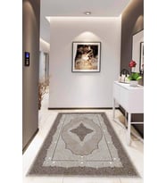Bej Klasik Göbekli Kaymaz Tabanlı Dekoratif Halı MK25 - 100 x 160 cm